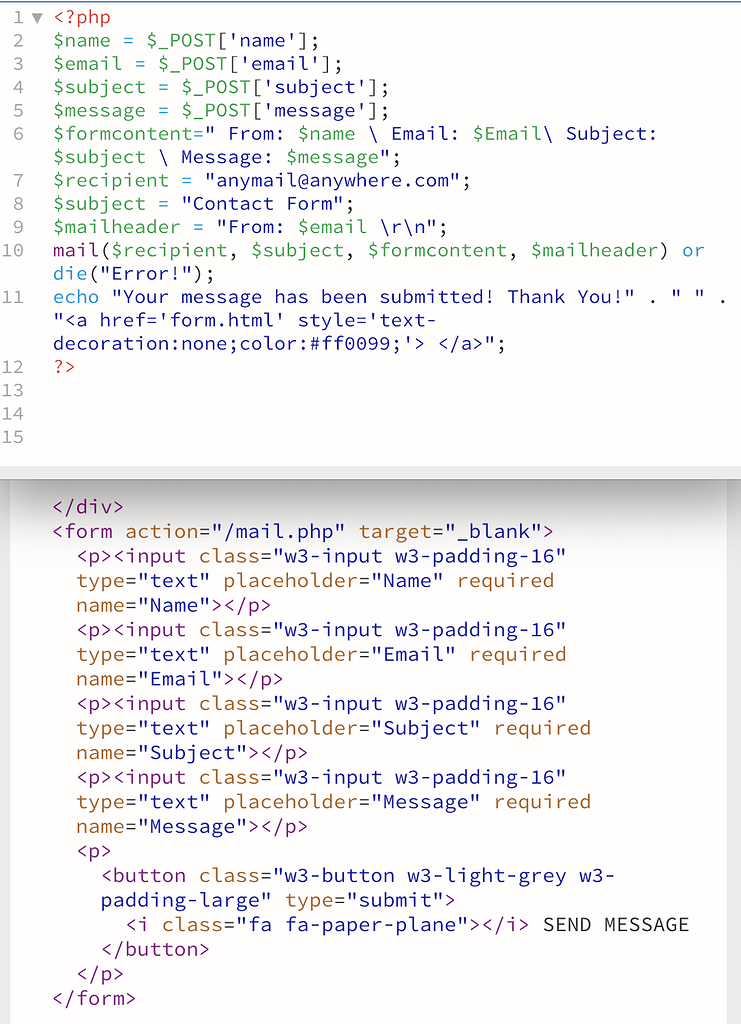 Form question to include HTML & PHP code. I get email, but it doesn't have user input from website - General PHP Help - PHPHelp Form question to include HTML & PHP code. I get email, but it doesn't have user input from website - General PHP Help - PHPHelp